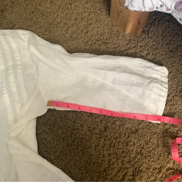 Flax White 3/4 Sleeve Notched Collar Blouse - Picture 8 of 8